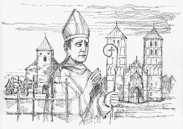 Bischof Johann Bernhard Brinkmann dargestellt mit Bildern seines Lebensweges 