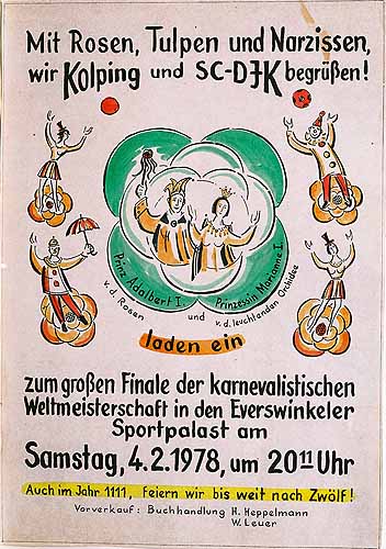 Plakat zum Kolping–Karnevalsfest 1978