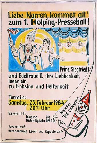 Plakat zum Kolping–Karnevalsfest 1984