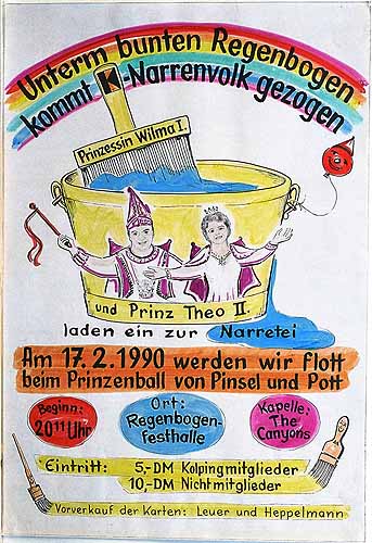 Plakat zum Kolping–Karnevalsfest 1990