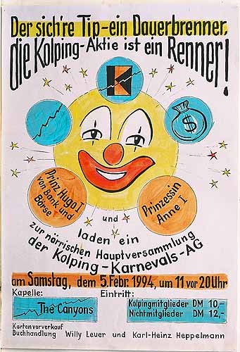Plakat zum Kolping–Karnevalsfest 1994