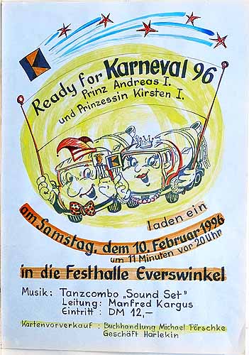 Plakat zum Kolping–Karnevalsfest 1996
